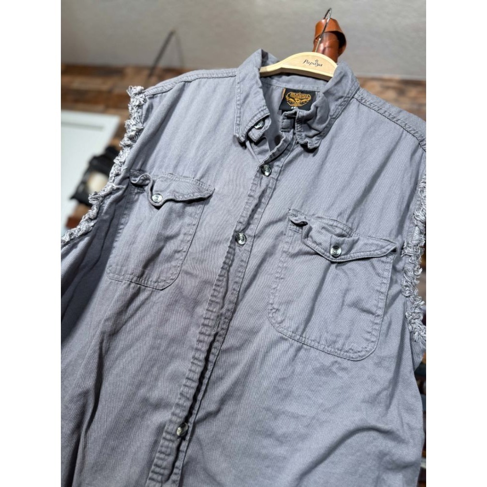 Milwaukee Performance Denim Collection 2XL Gray Sleeveless Button-Down Shirt